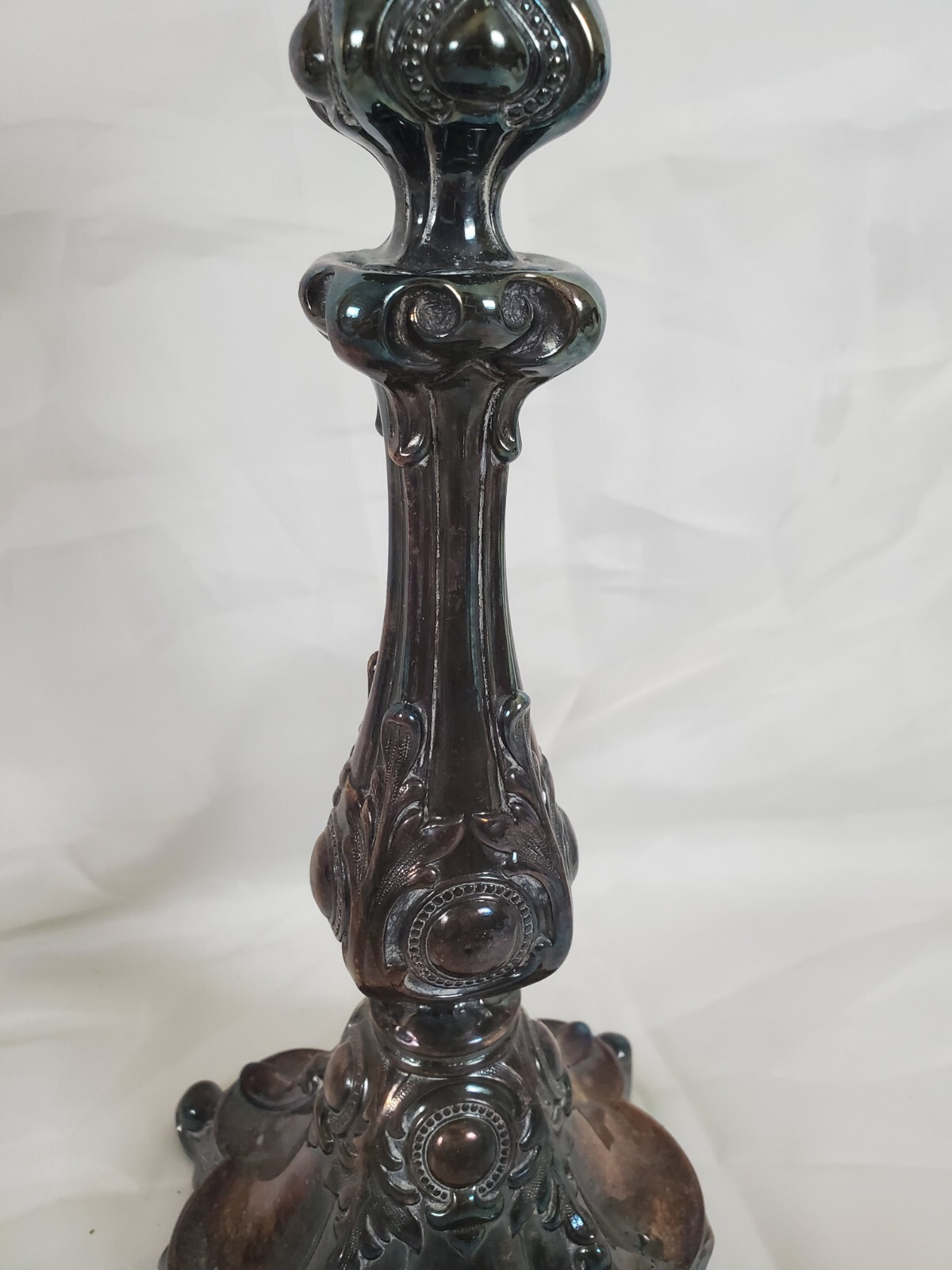 Norblin? Silver Plated Sabbath Candlestick Ornate. Marked GP