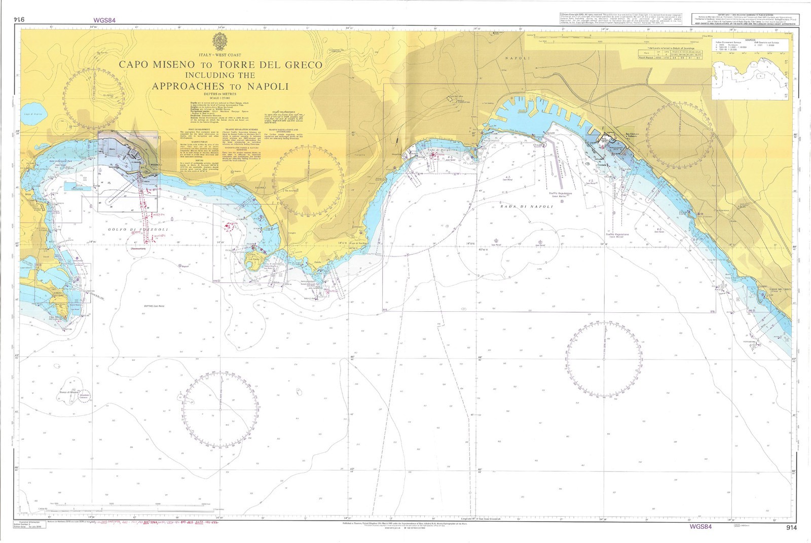 914 Capo Miseno Torre Del Greco Approaches Napoli Chart Map Marine WallAdmiralty