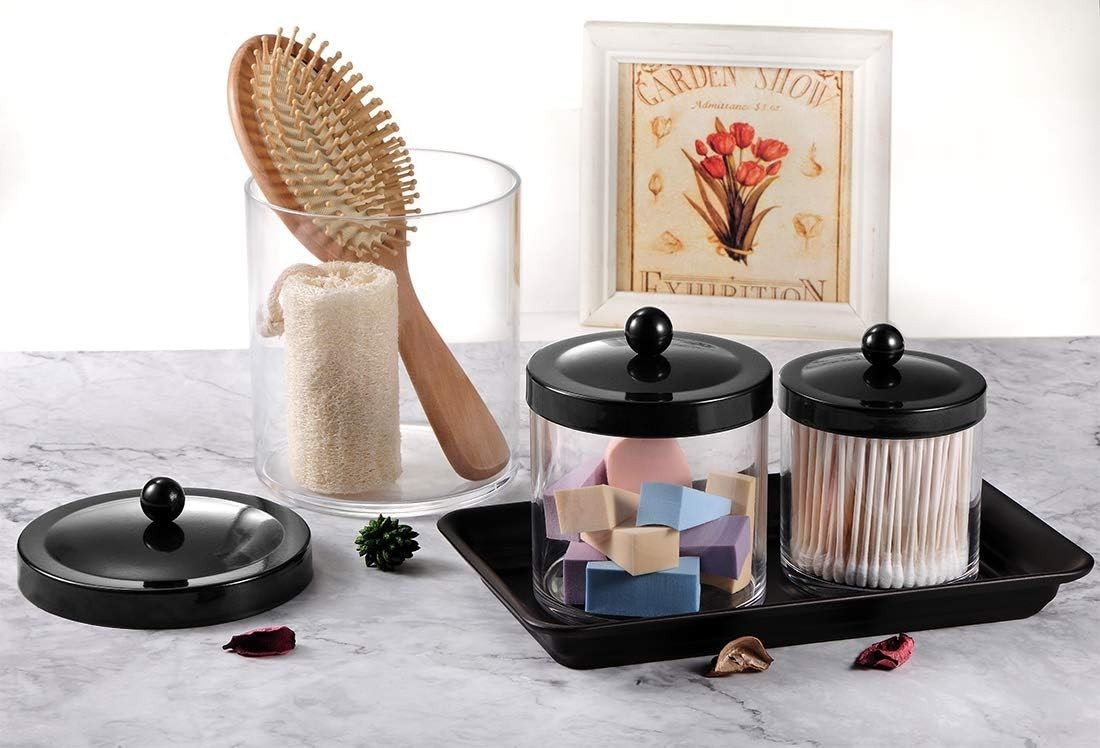 Functional & Elegant Apothecary Storage Jars – BPA-Free with Black Metal Lids