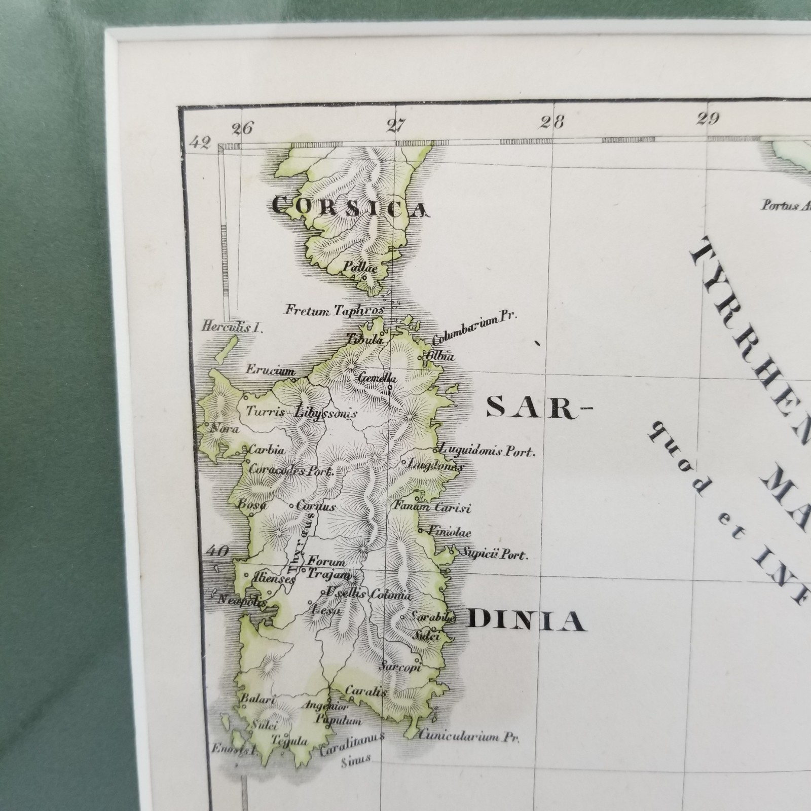Italia Inferior Sicilia Sardinia Original 1847 Antique Map Matted