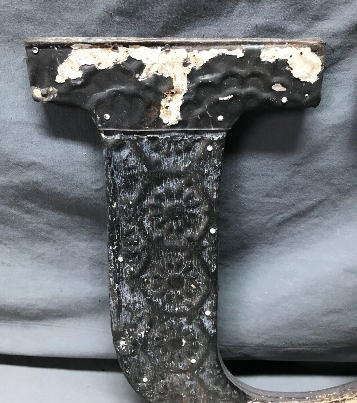 Decorative Salvage Tin Ceiling 12″ Patchwork Metal VTG Letter U Old 299-25B