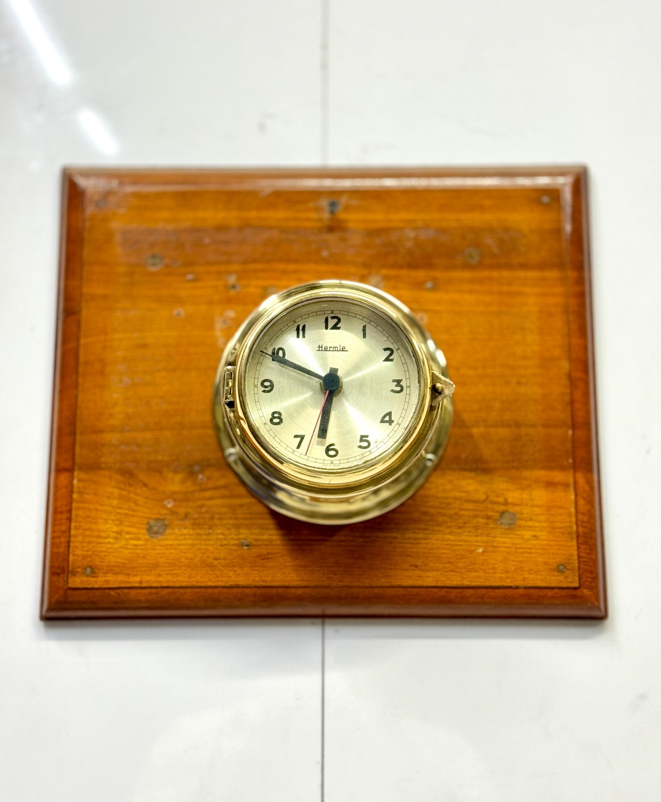 German made Hermle Vintage Mid-Century Nautical Ship Salvaged Marine Wall Clock