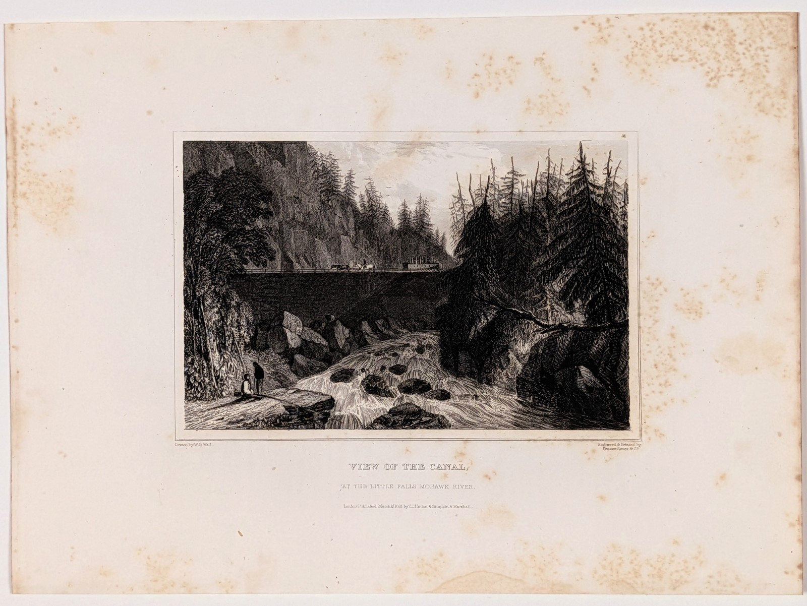 1831 ERIE CANAL – MOHAWK RIVER – NEW YORK Engraved Print ORIGINAL ANTIQUE