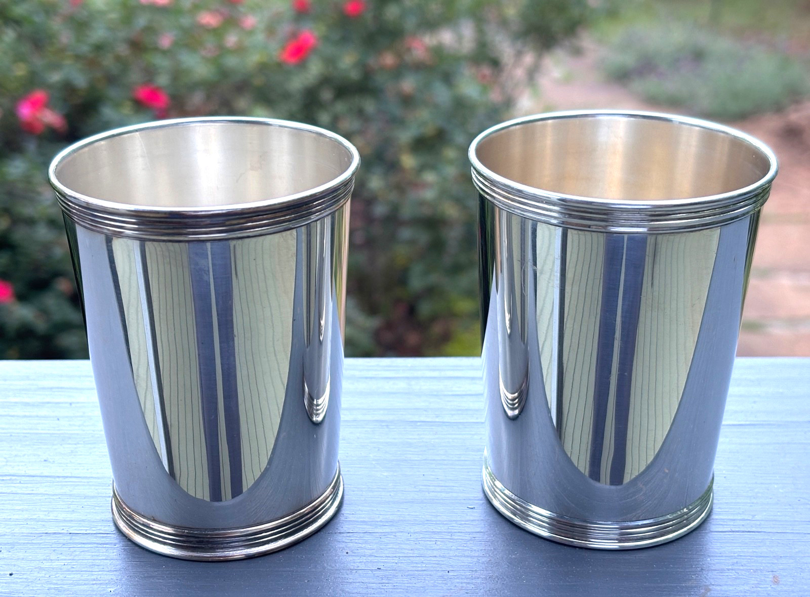 2 – Mint Julep Cups Sterling Silver 3.75″ Tall #3759 by Manchester Silver Co.