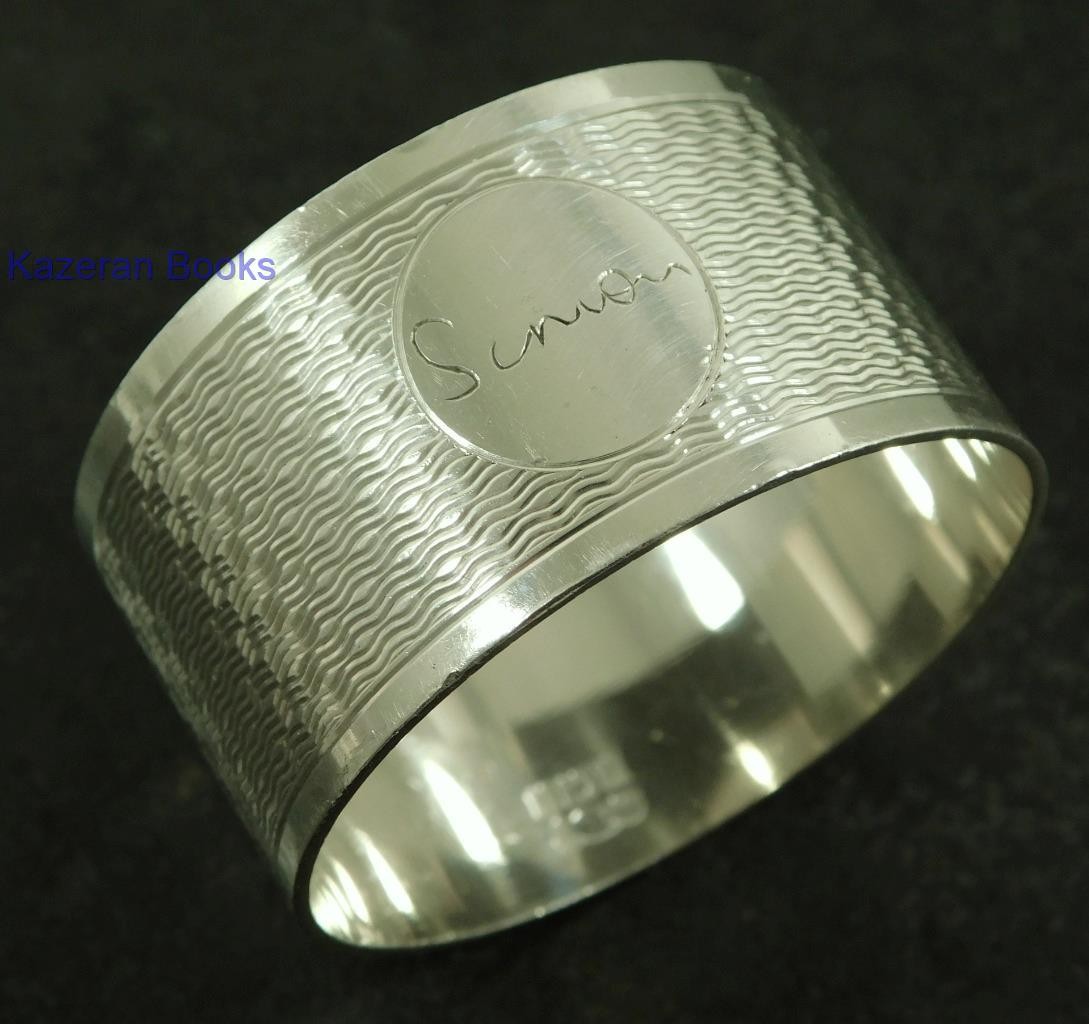 Vintage Solid Sterling Silver Napkin Ring 1971 By J Gloster Ltd ‘Simon’