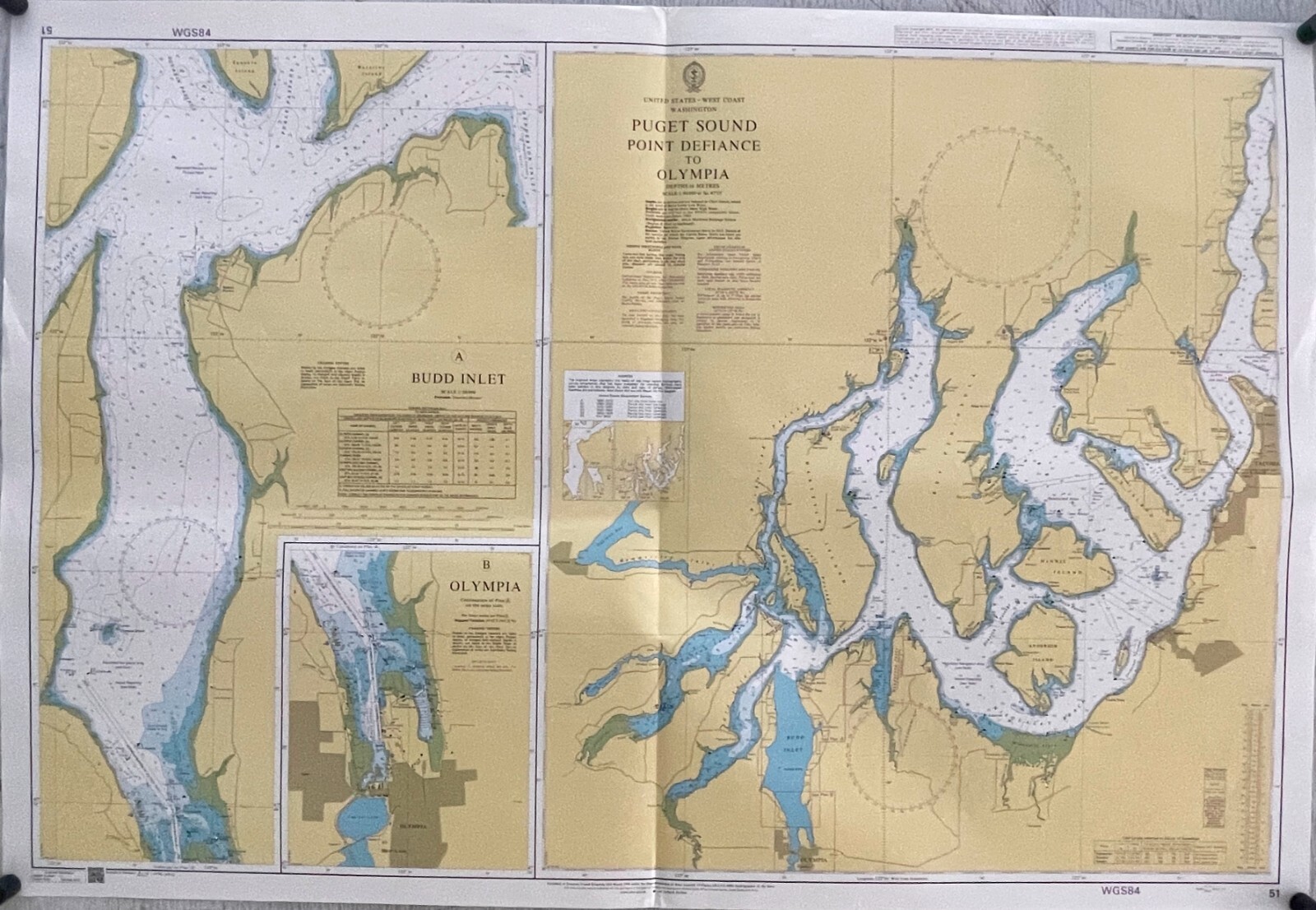 Admiralty 51 US WEST COAST WASHINGTON PUGET SOUND POINT DEFIANCE TO OLYMPIA Map