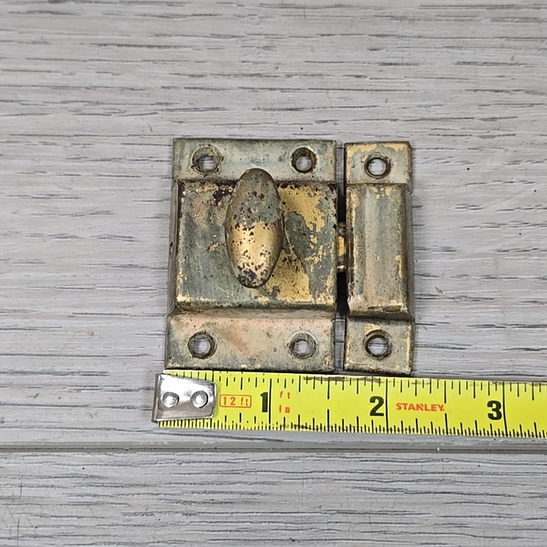 Antique Solid Brass Cabinet Latch T-Handle Spring Turn Cupboard Pantry Hardware