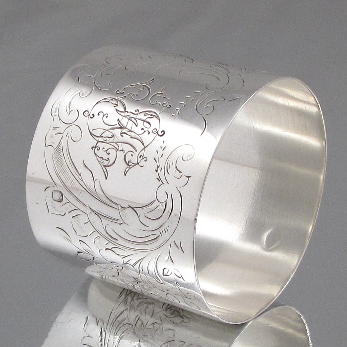 Antique French Sterling Silver Napkin Ring, Leontine Compère, 1888-1919
