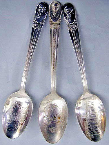 3 Rogers U.S. Presidents Spoons Souvenir Kennedy Washington Jefferson plate IS