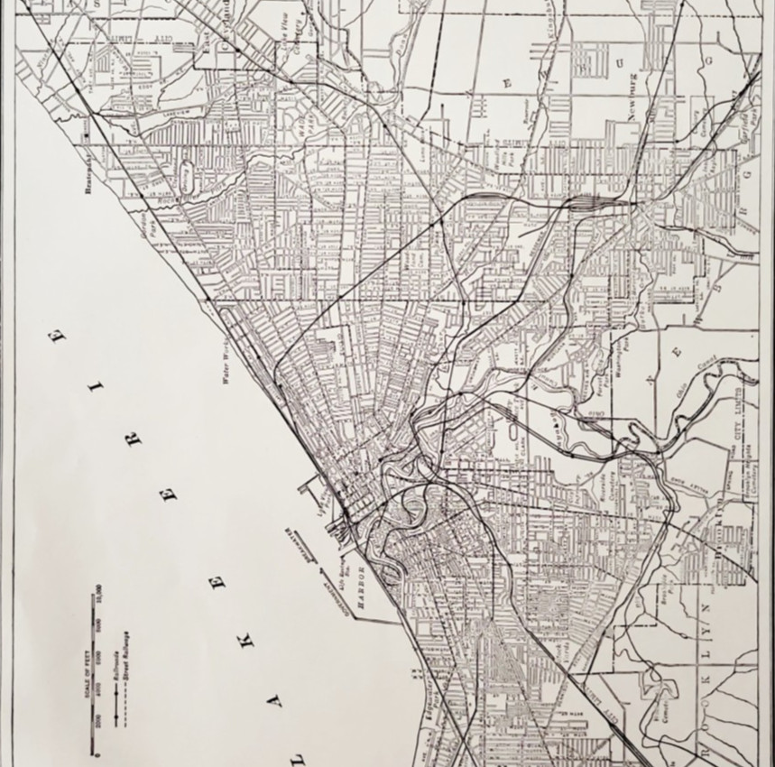 1914 Cleveland Ohio City Map Antique Atlas Sheet Collier Transportation E14