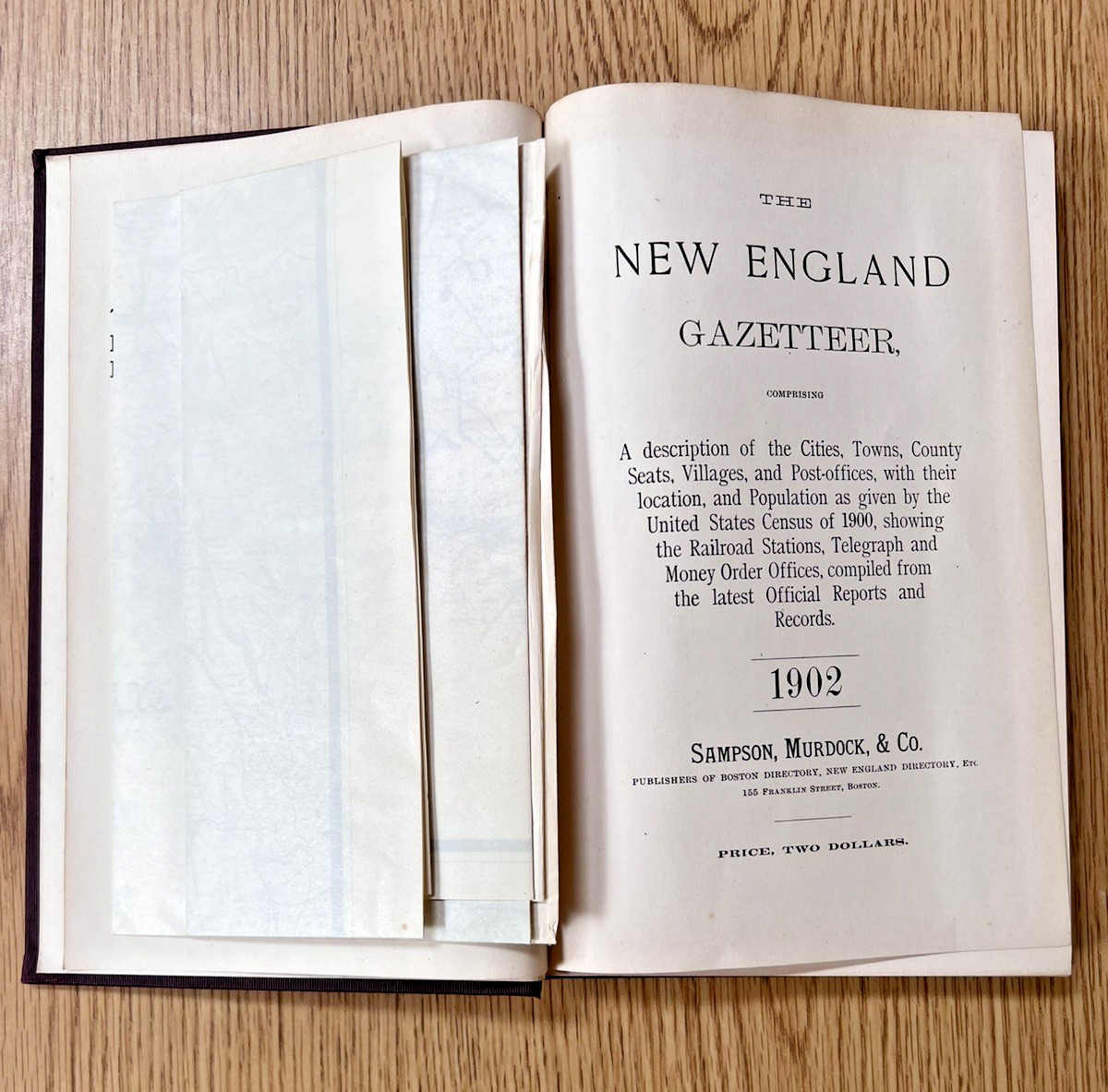 New England Gazetteer 1902 with Foldout Atlas Map ME, NH, MA, VT, CT, RI History