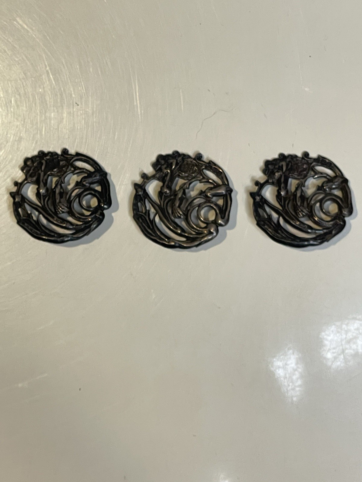 John Deakin & Son Art Nouveau Buttons Set of 3 makers Mark