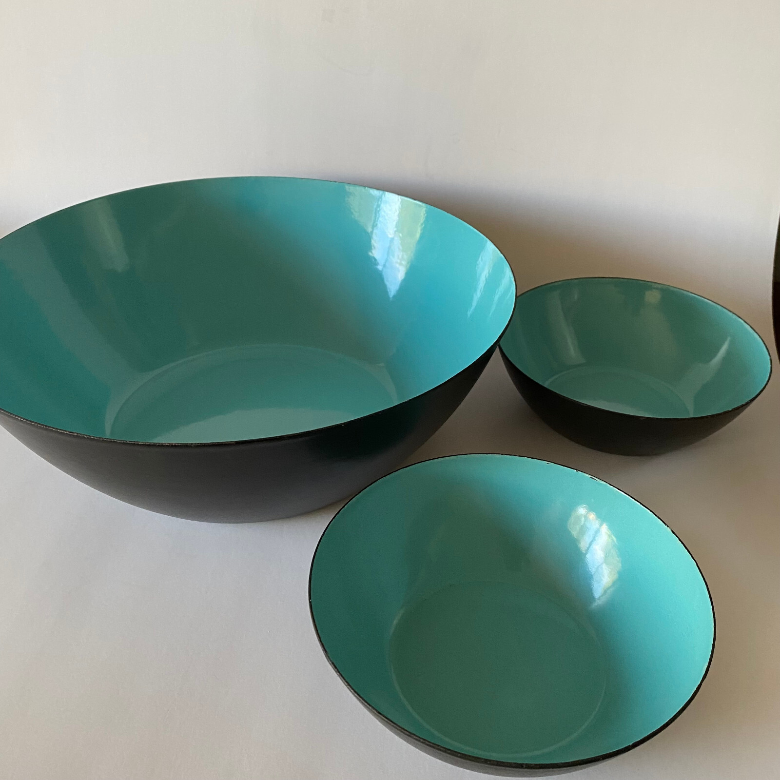 3 Vintage Krenit Bowls aqua / turquoise Denmark Mid Century Modern