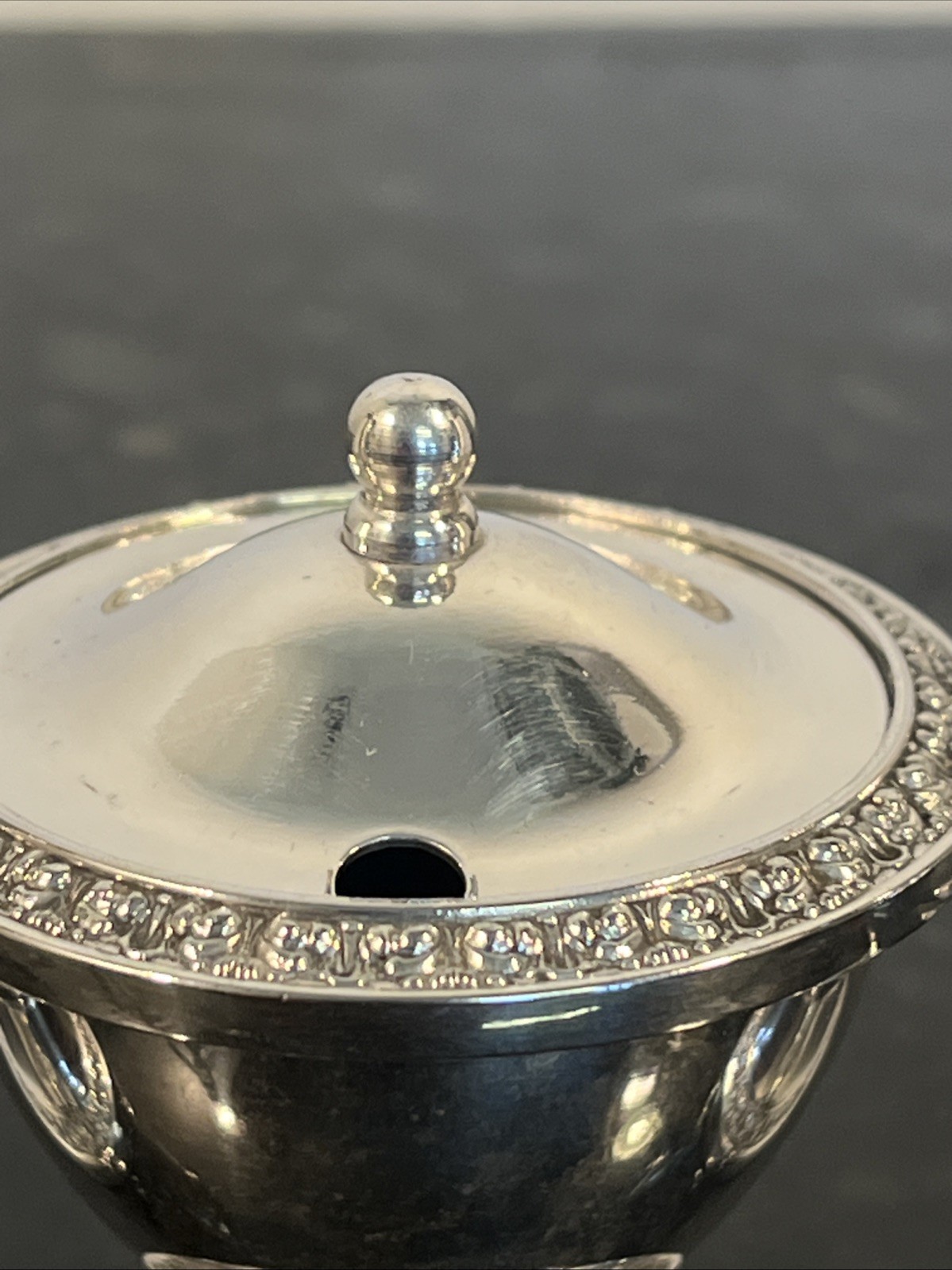 Ianthe Silver Plated Condiment Set Salt Pepper Mustard Pot England