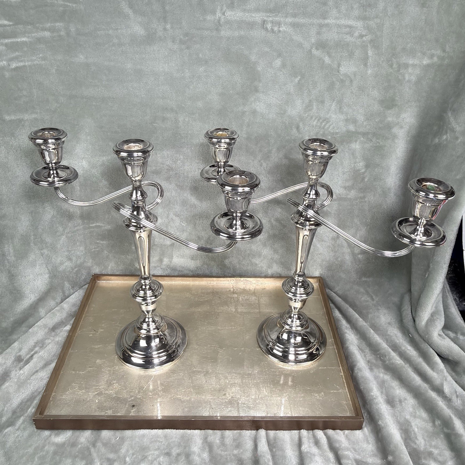 Vintage Weighted Gorham Silver Plated 3 Light Convertible Candelabra YC3020