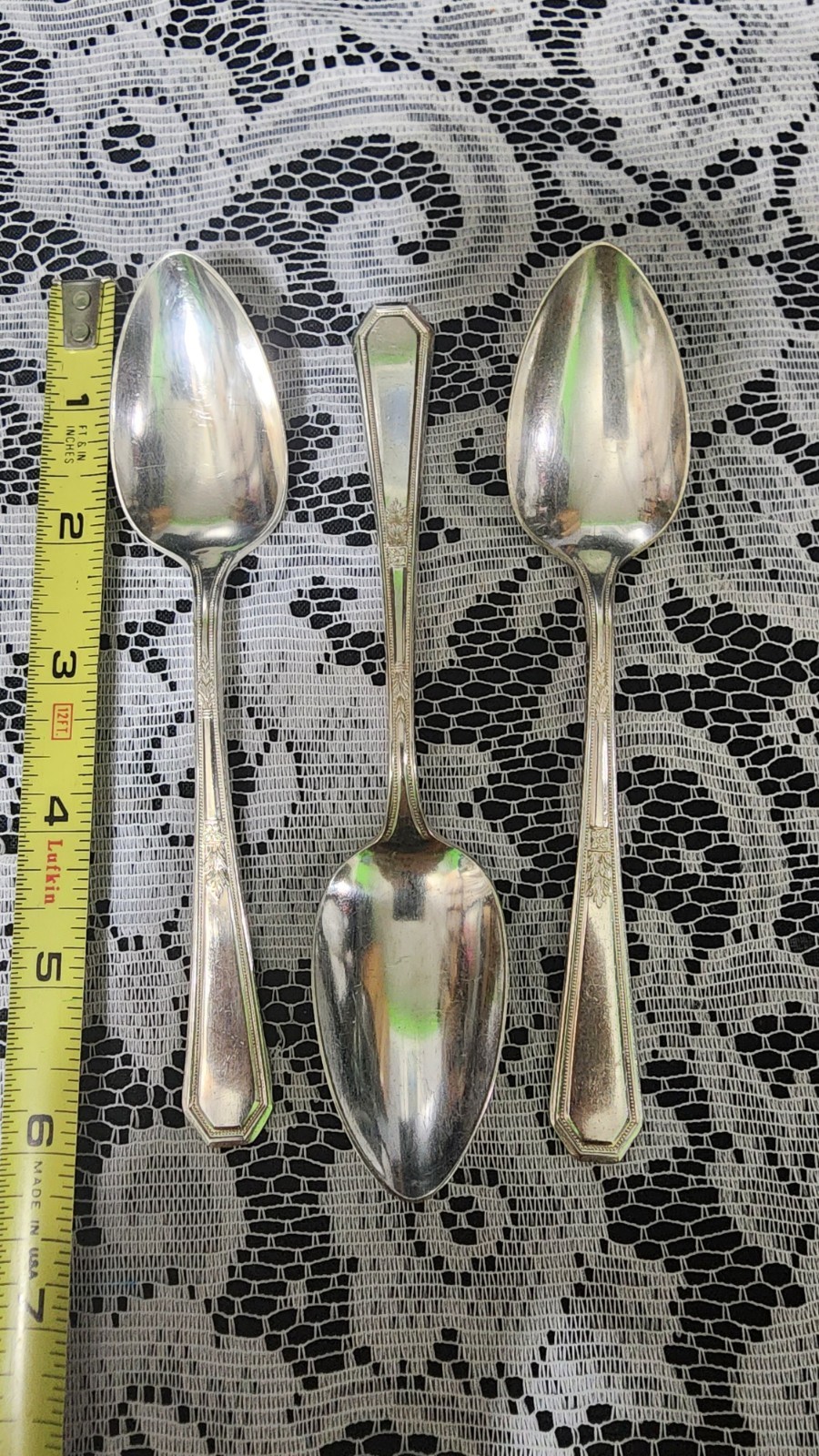 LOT OF 3 c1923 MAYFAIR 🎡🎠 PATTERN SILVERPLATED TEASPOONS/ TEA SPOONS 🍵🥄