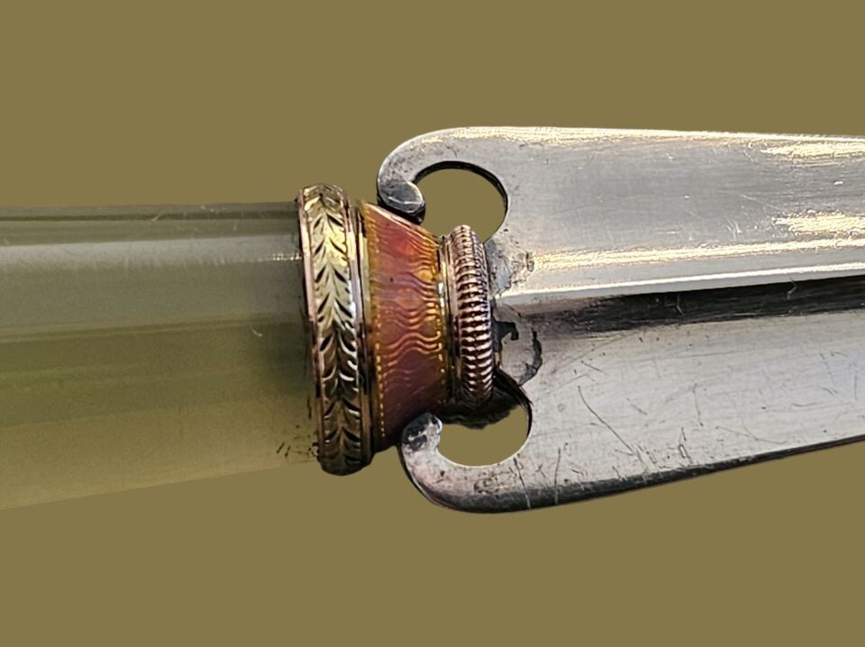 Karl FABERGÉ / Michael PERCHIN Gold – Enamel Silver / Bowenite – Letter Opener