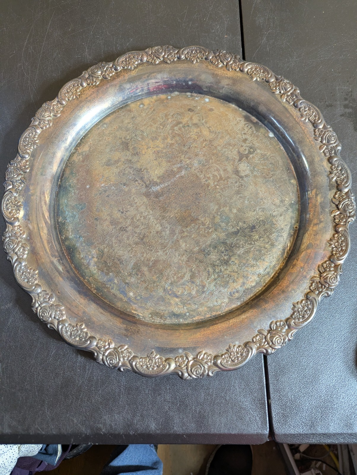 = Vintage Oneida Webster Wilcox Silver Platter Platter 15-1/4″ Diameter