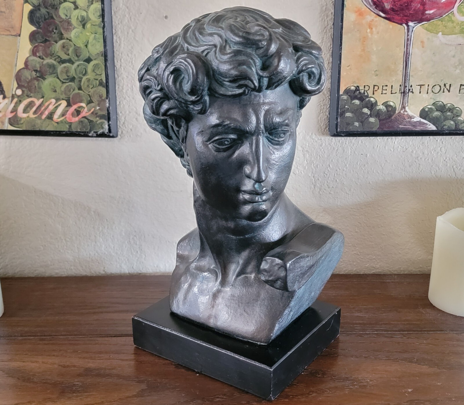 Vintage Austin PUCCI 1968 David 12 inch Bust Dark Bronze Sculptured Art