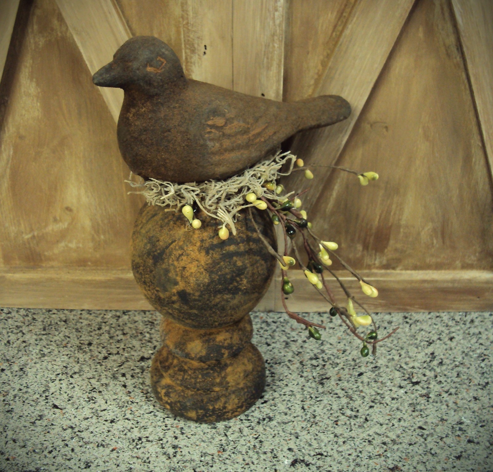 Primitive Folk Art Handmade Crow Doll Gothic Raven Vintage Black Bird Prim Decor