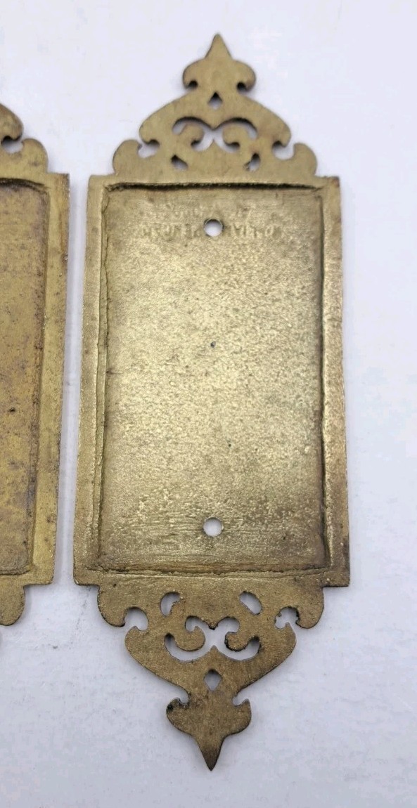 Vintage Door Push Plates Old Cast Brass Finger Push Plate Hardware Pair