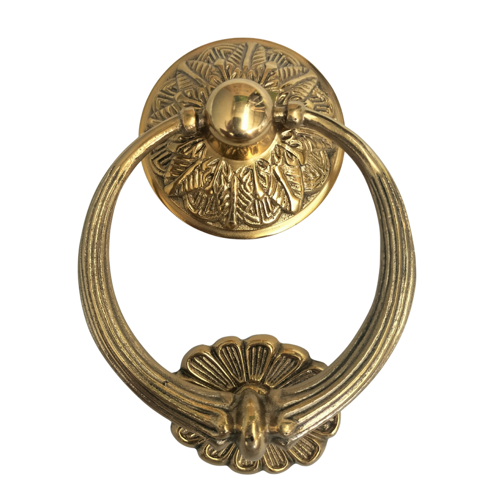 Solid Brass Antique Flower Design Door Knocker, Heavy Front Door Banger