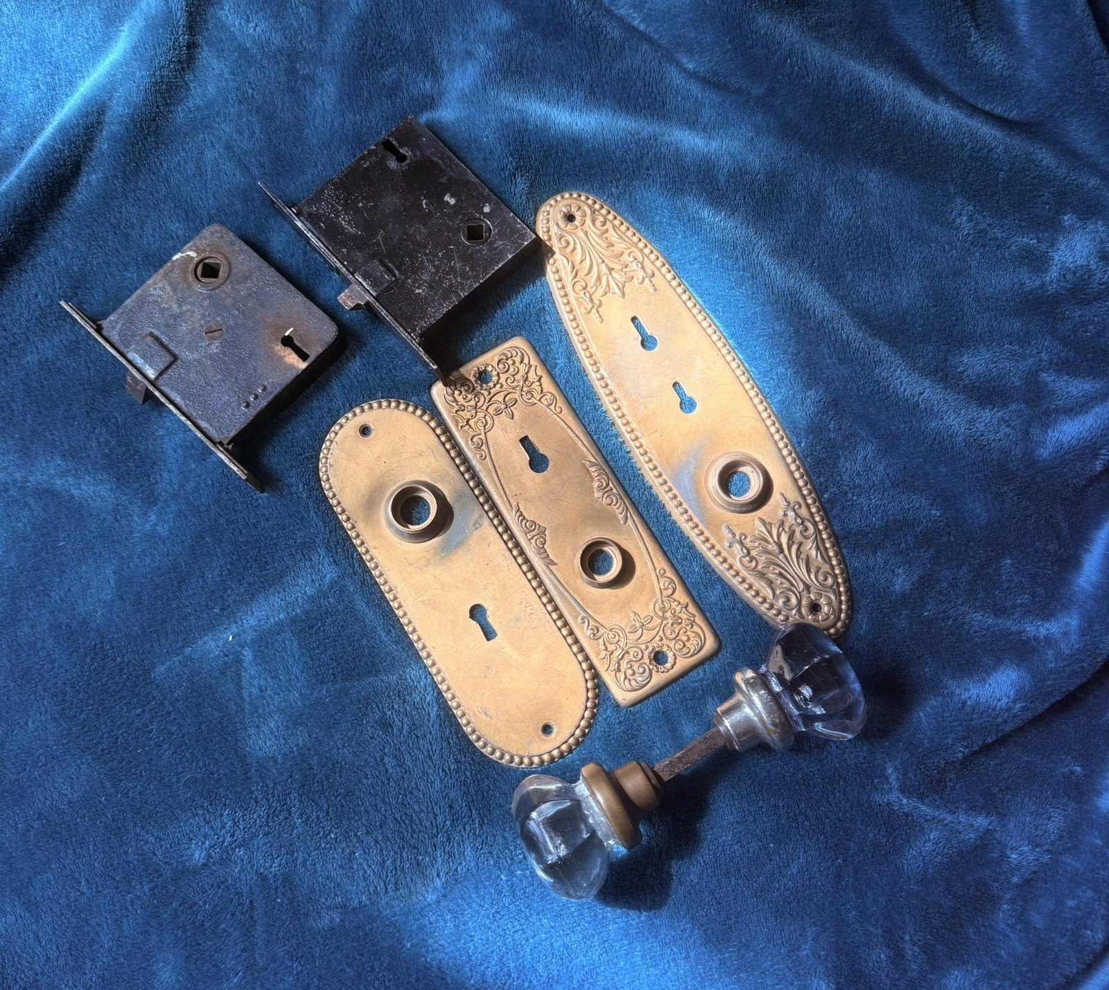 Mixed Lot Escutcheons, Glass Knobs and Antique Vintage Mortises