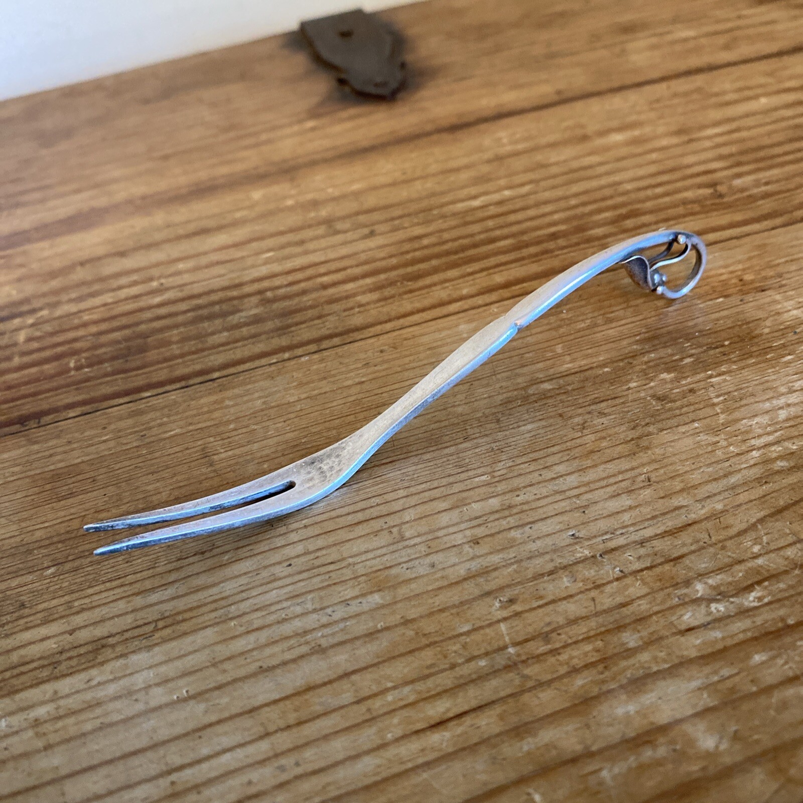 Vintage Danish Georg Jensen Ornamental 21 Two Tine Serving Fork