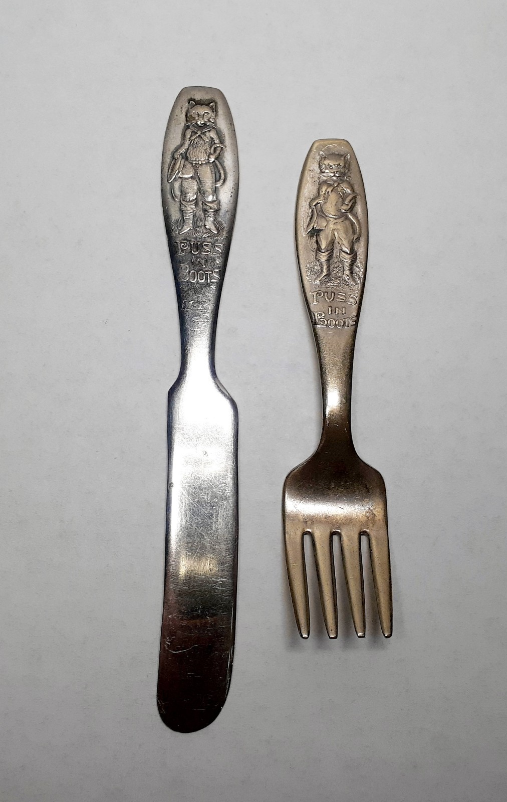 Vintage Child’s Puss-n-Boots Fork and Knife Regal Silverplate