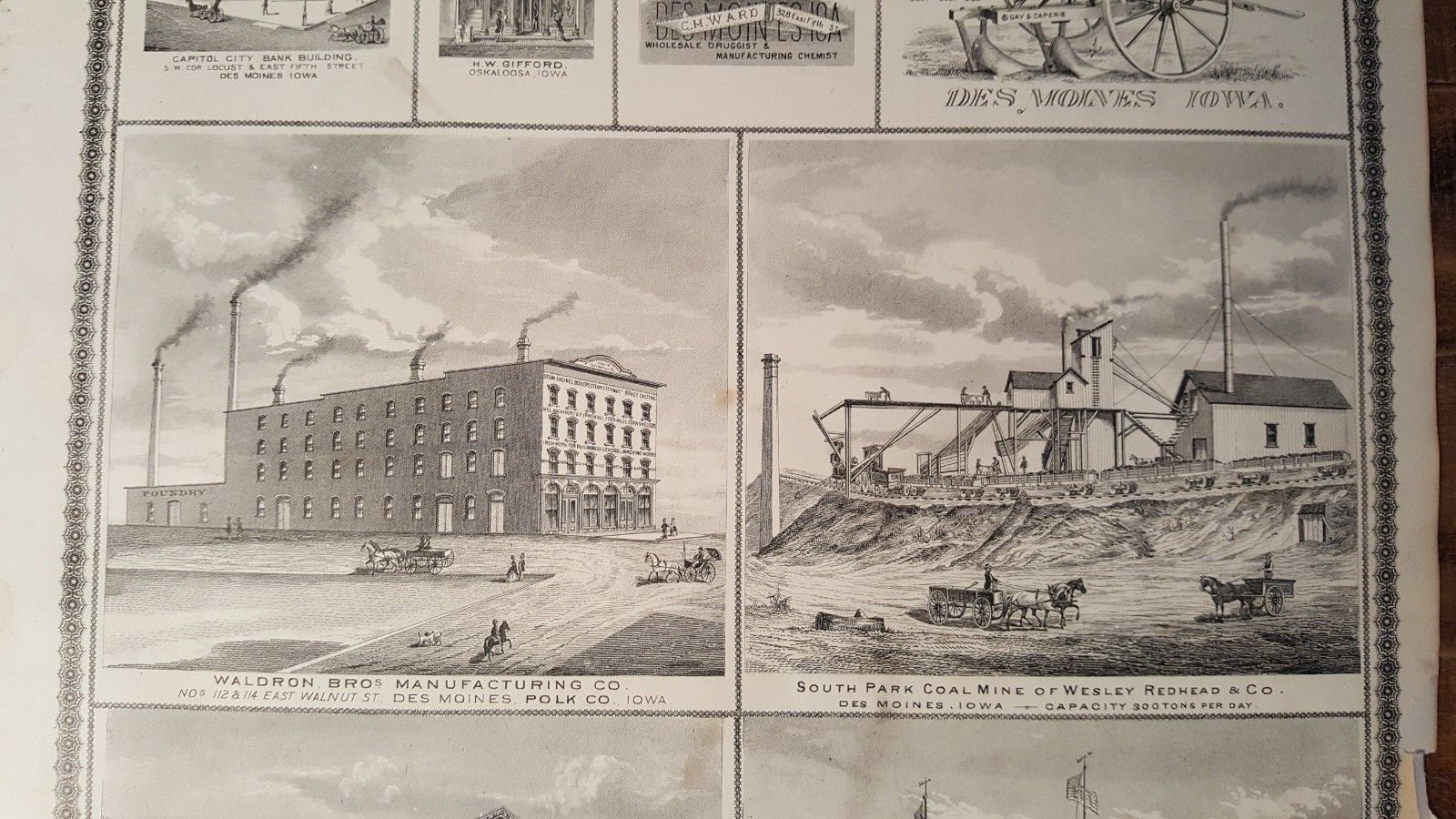 Antique Engravings – W.S. GRIMES INFIRMARY ++, IOWA – Andreas Atlas Co. 1875