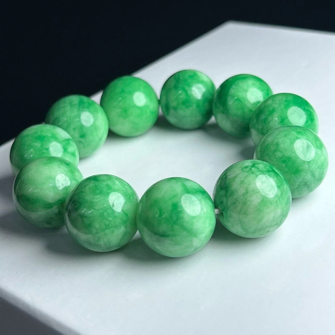 20MM Real Natural ice Green Myanmar Beads Jade jadeite Bracelets Bangle