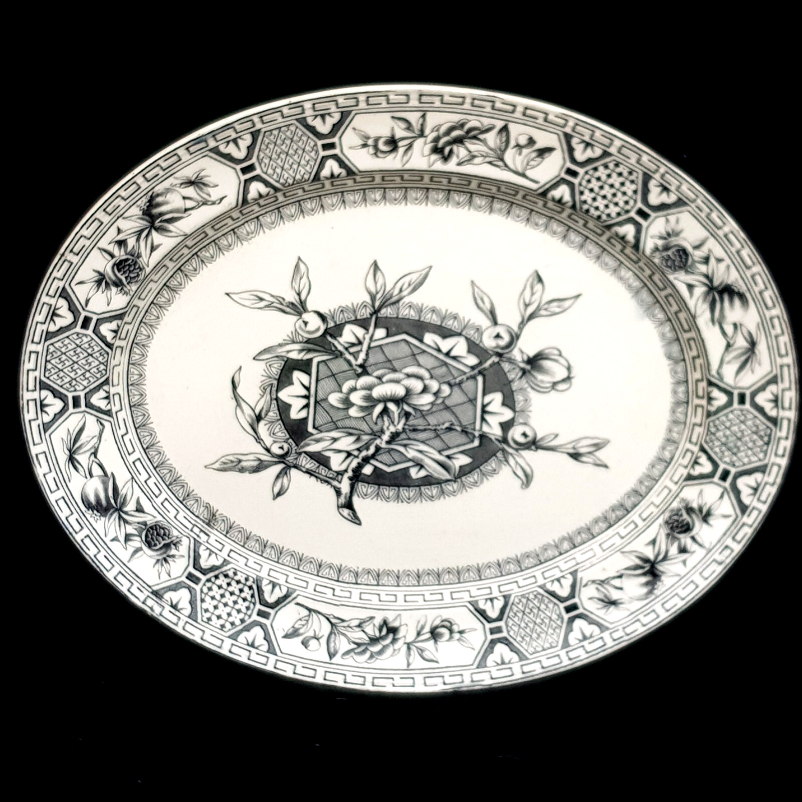 Antique ITALIA DAVENPORT LTD Platter FRUIT / PLANT / C1879 RARE