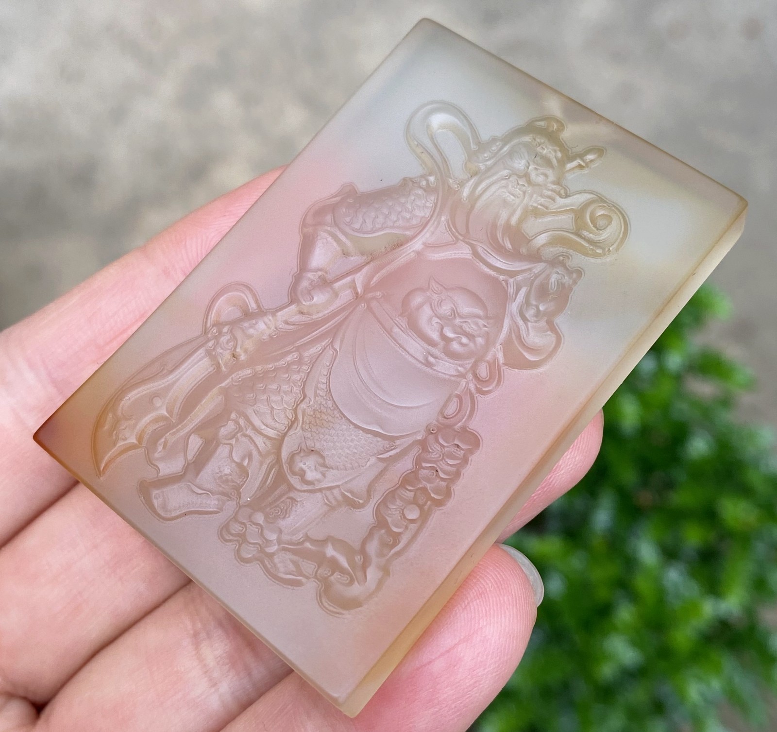 Certified 100% Natural Agate Handmade Carved GuanGong Pendant ~ Necklaces