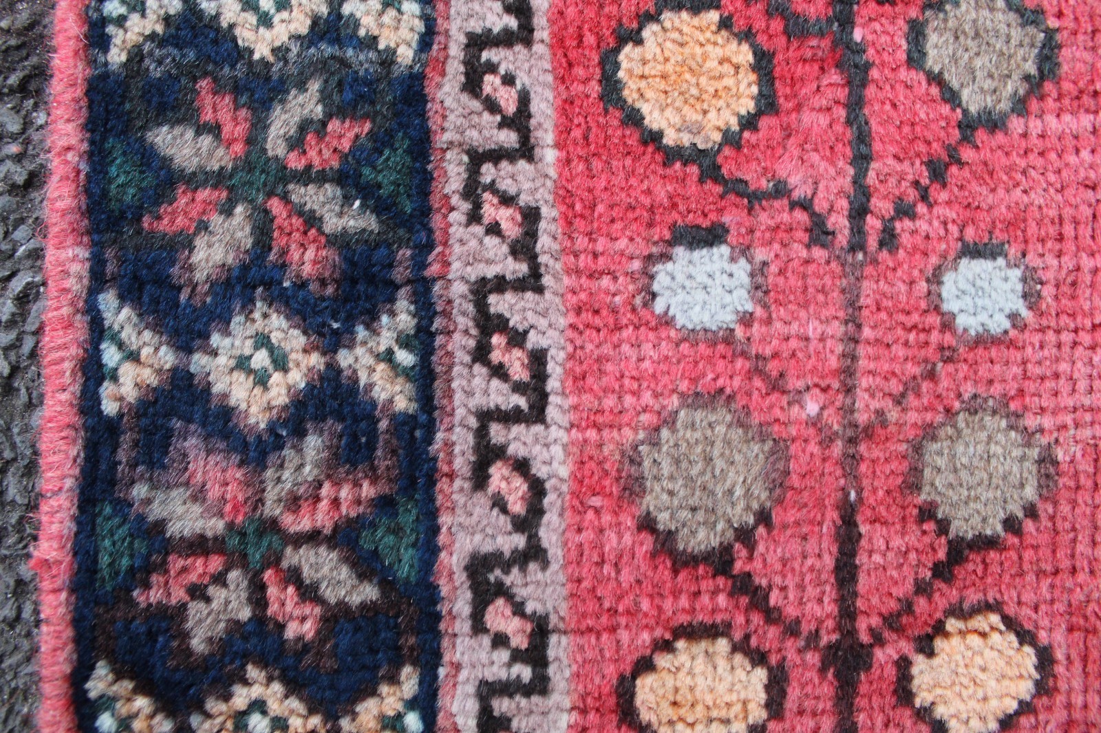 Vintage Worn Hand Made Traditional Oriental Wool Red Pink Rug 186x130cm