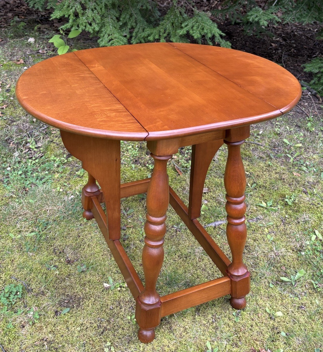 Vintage 1972 Athens Table Co Solid Cherry or Maple Drop Leaf Butterfly Table