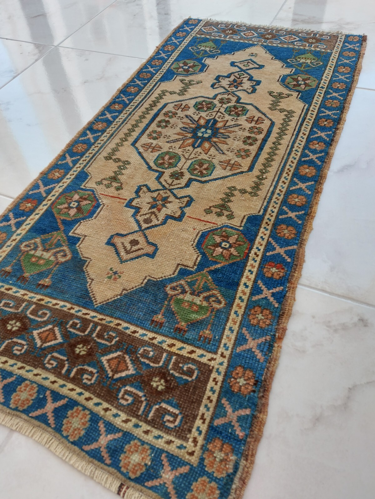 Medium Long Antique Prayer Rug, Handmade 100 Years Old Rug Luxury Decor Rug h