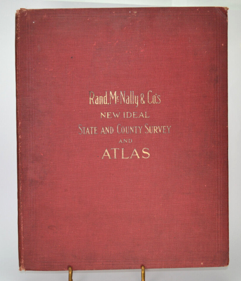 1909 Rand McNally World Atlas w Connecticut State & County Survey 14.5″ x 11.5″