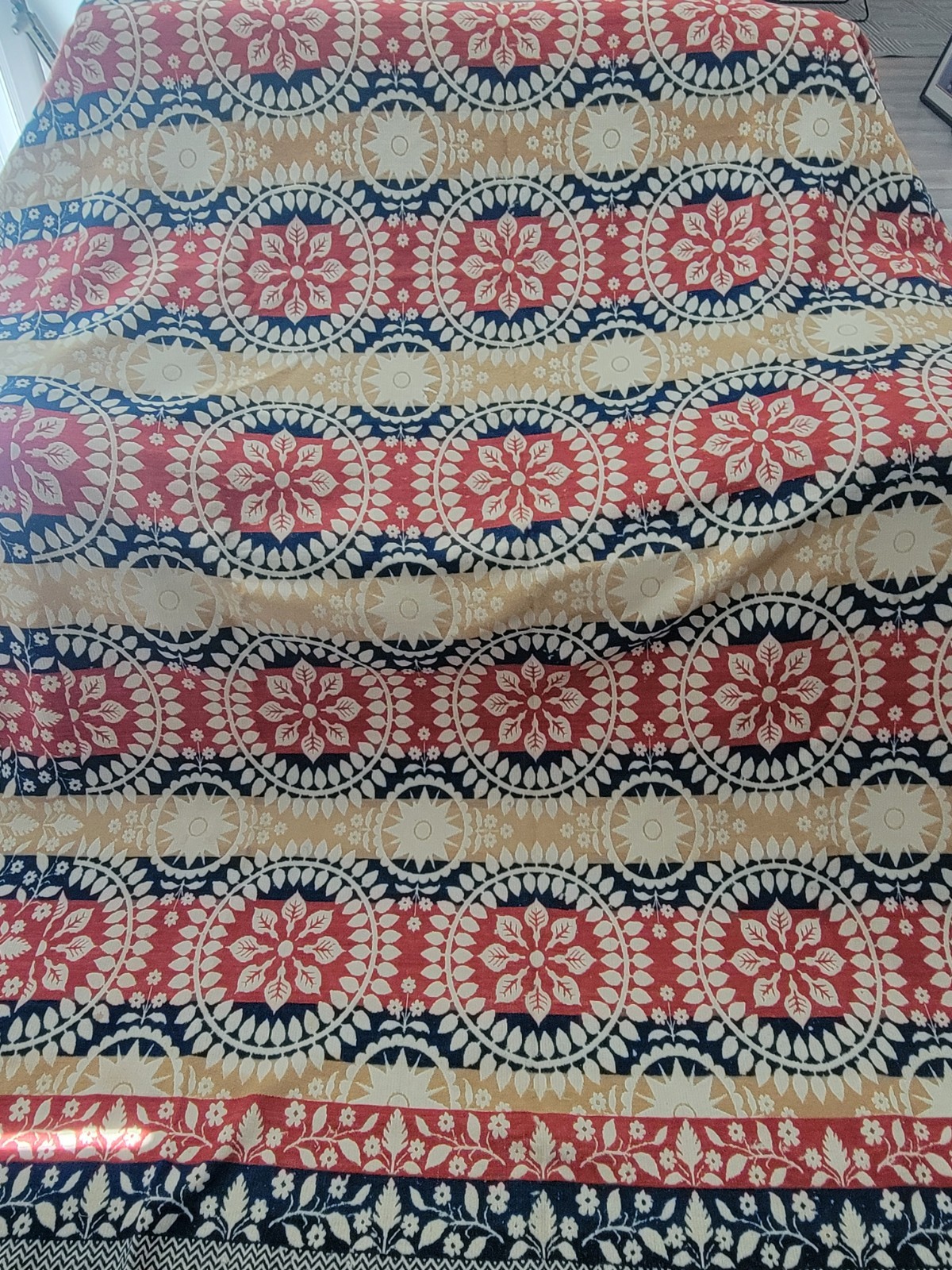 JACQUARD COVERLET COLORFUL SIGNED DATED A.W. 1859 76X90″