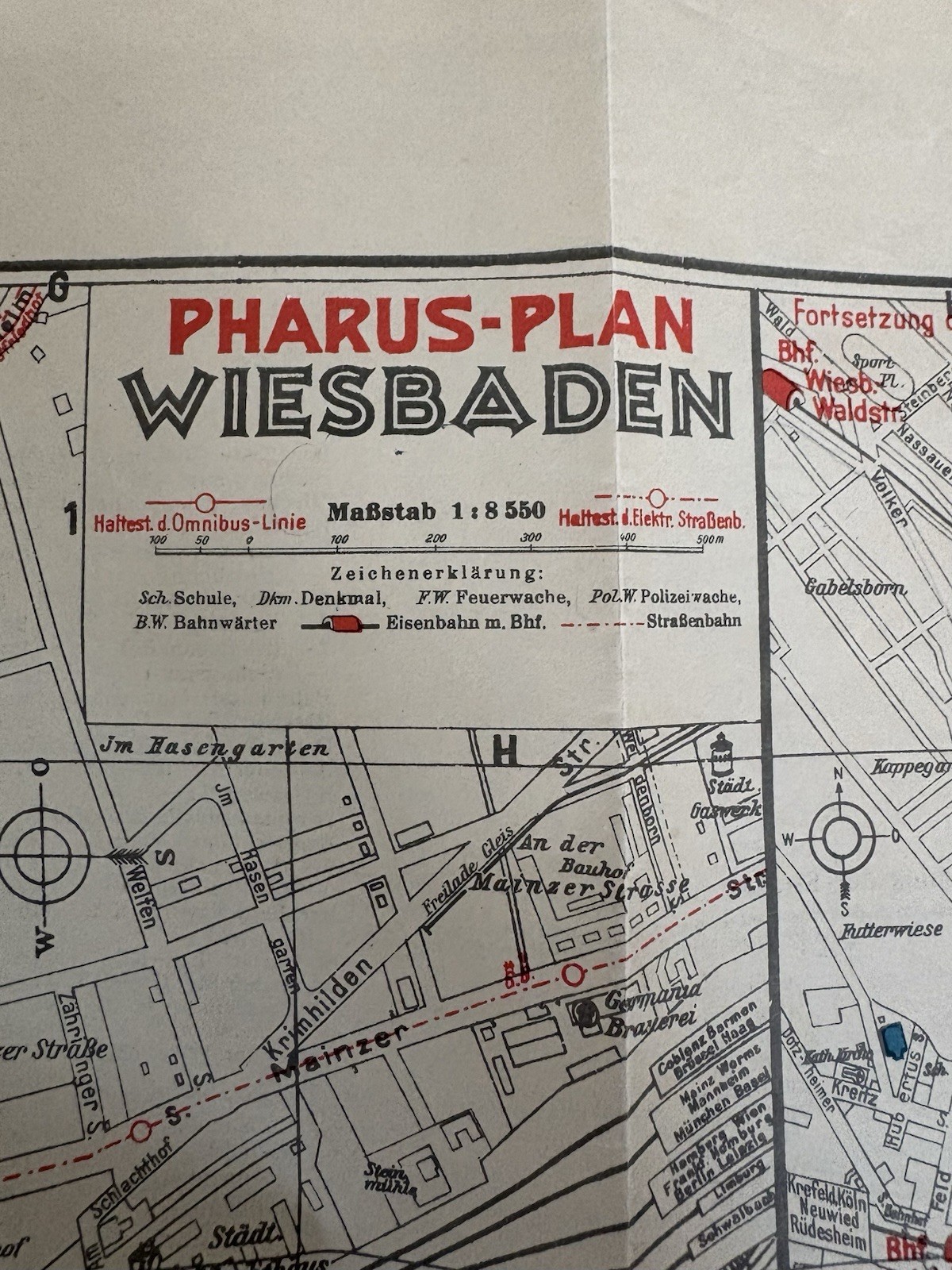 VINTAGE 1944 PHARUS-PLAN WIESBADEN GERMANY MAP – WAR OFFICE – FIRST EDITION