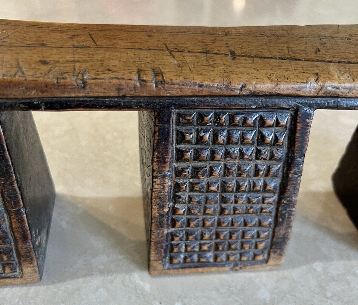 Rare Unique Carved Zulu Headrest Solid Wood South Africa Early 20th Century #467