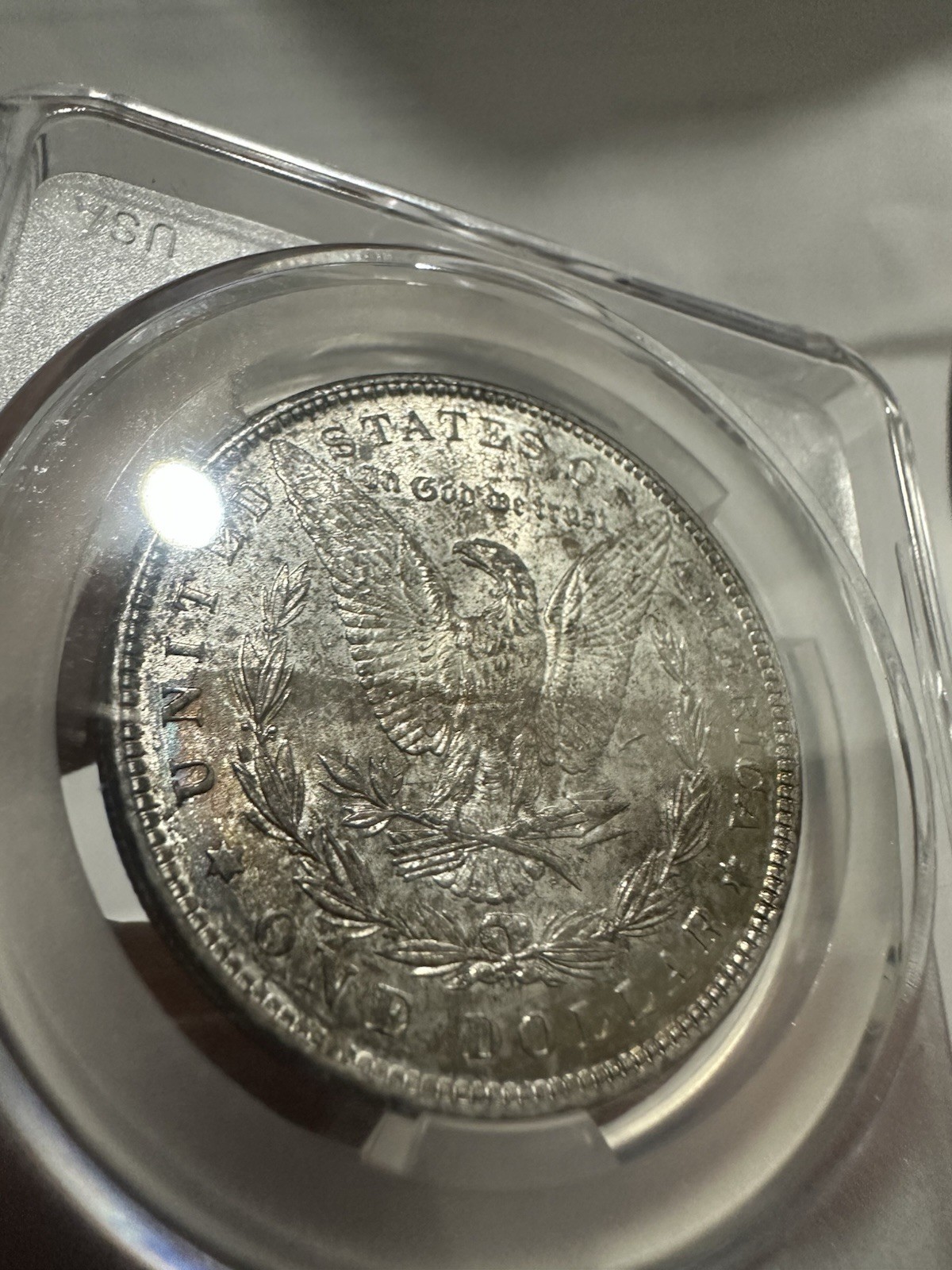1889-P Morgan Silver Dollar Rainbow Toned MS63 CAC Certified