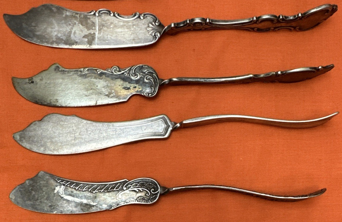 14 Pcs Antique to VIntage Silverplated TWIST HANDLED BUTTER SPREADER KNIVES