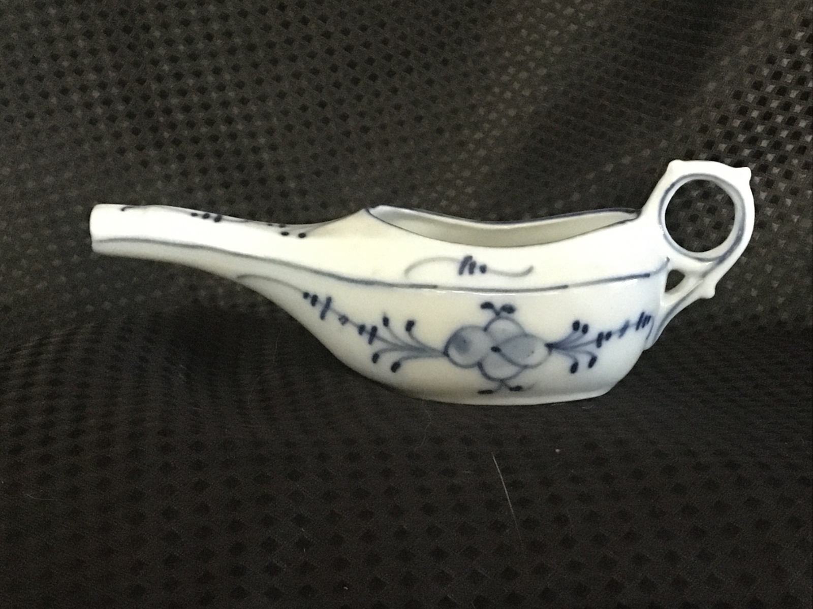 Antique Medical Blue Flow Porcelain Invalid/Infant Feeder Pap Boat #1732 Germany
