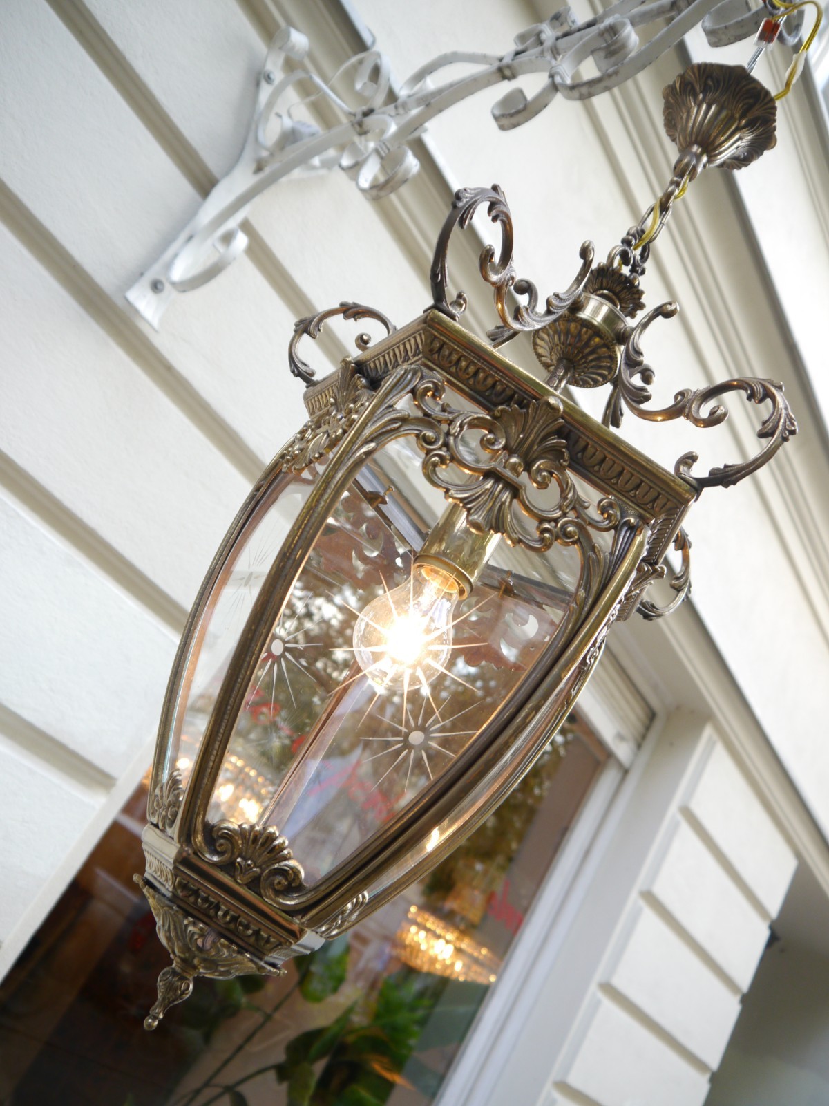 LARGE BRONZE LANTERN SOLID CEILING LAMP FIXTURES CHANDELIER CUT GLASS CRYSTAL