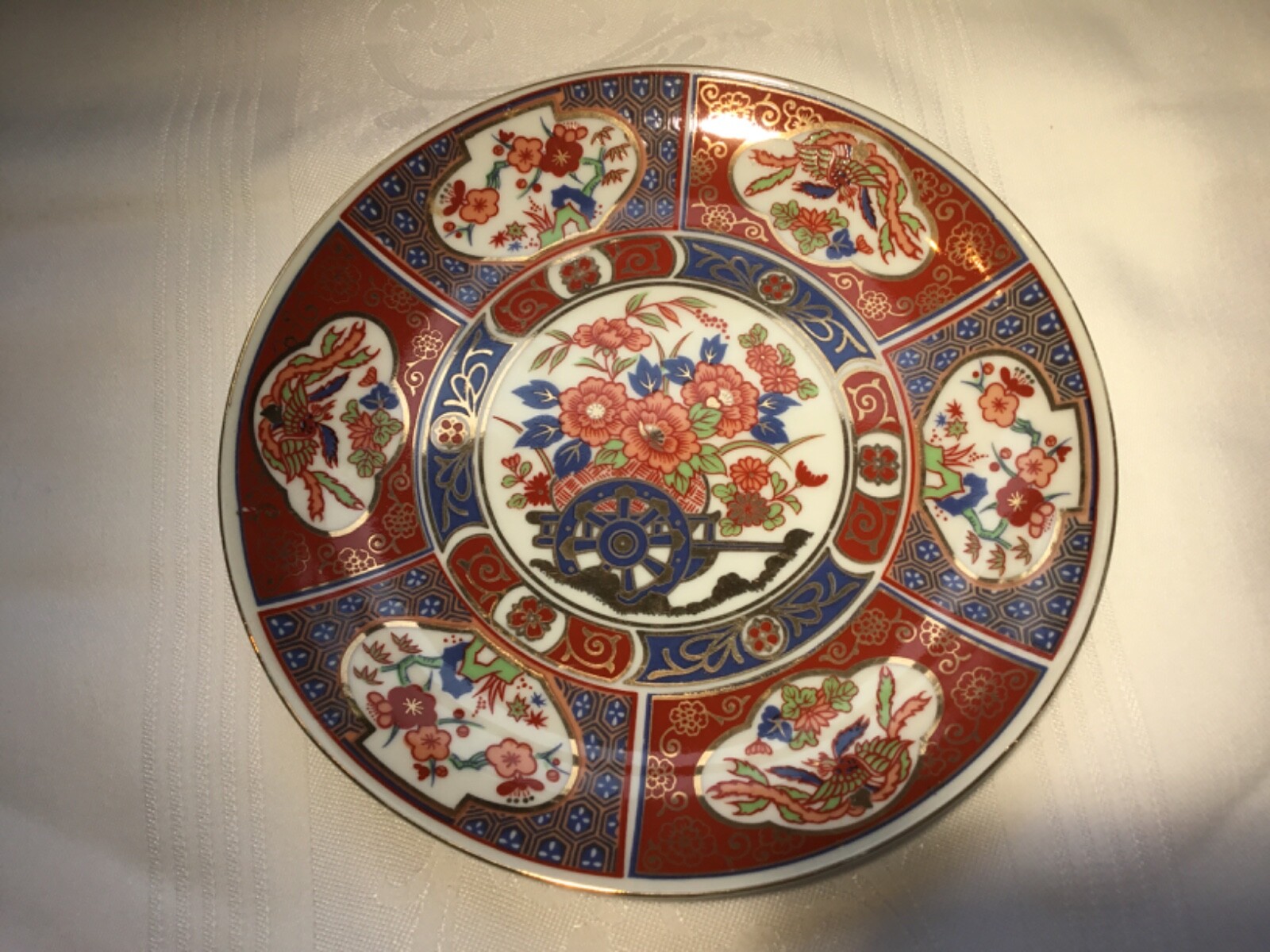 Japanese Imari Porcelain Plate blue, gold, rust red, green ? Eiwa Kansai. (822)