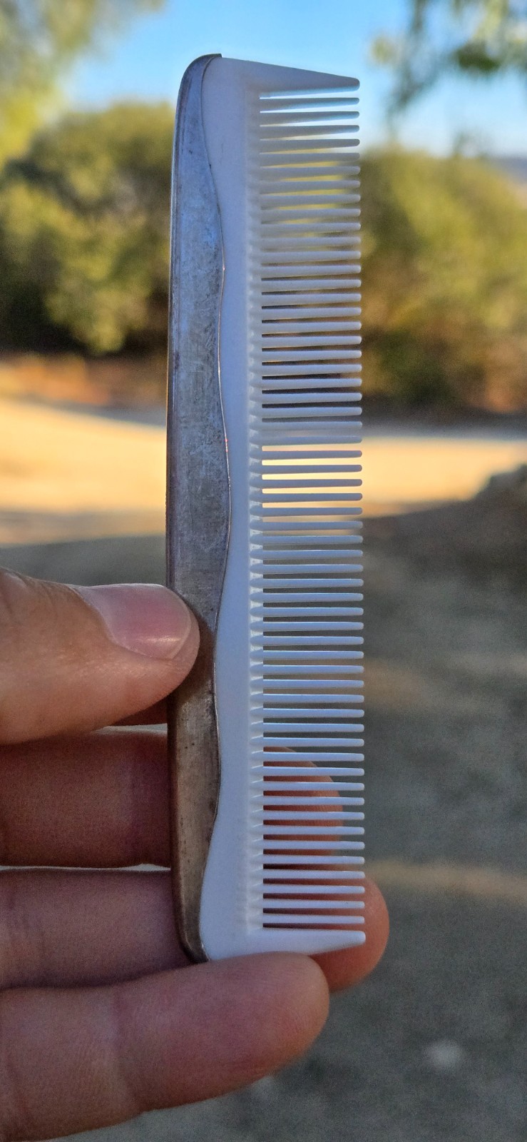 Vintage 1950’s Smooth Sterling Silver Pocket Travel Mustache Beard Clip on Comb