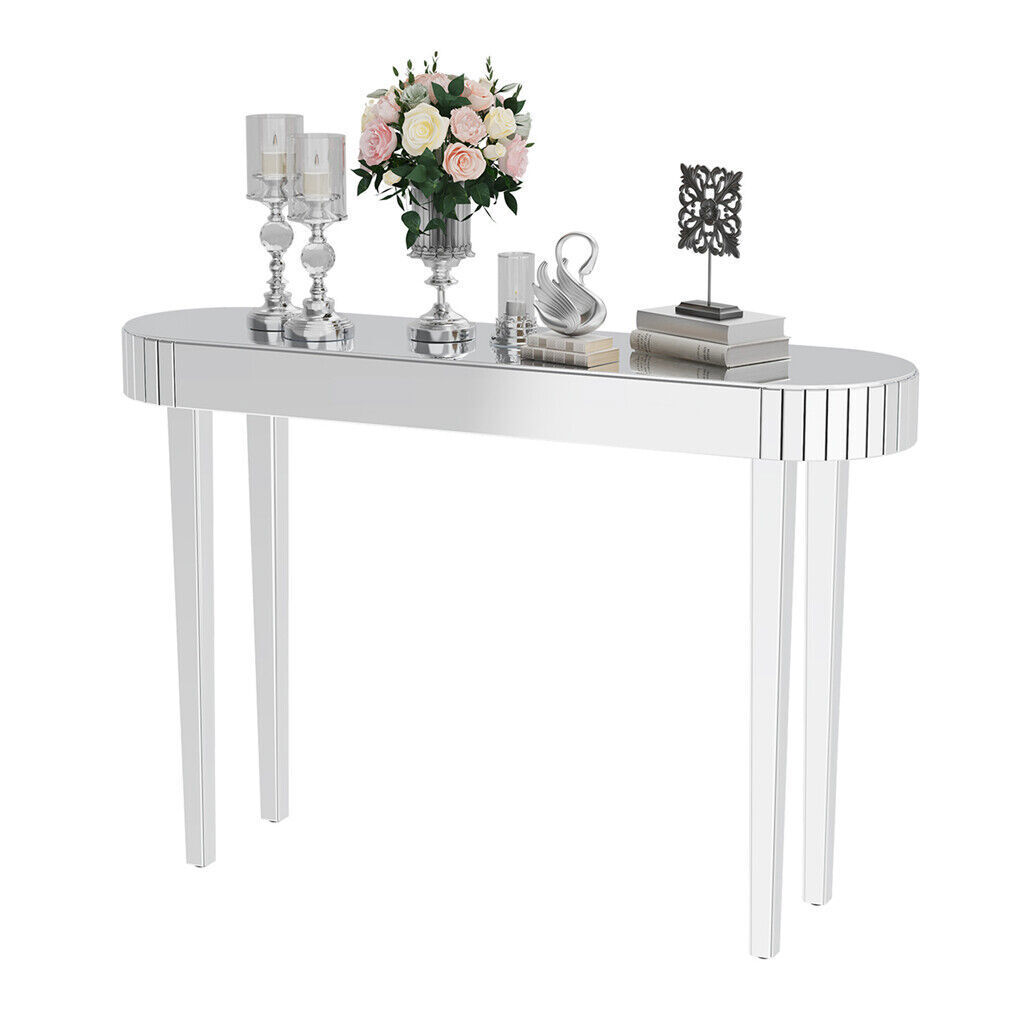 Silver Console Table Mirrored Sofa Table fr Entryway Living Room Office Cafe Bar