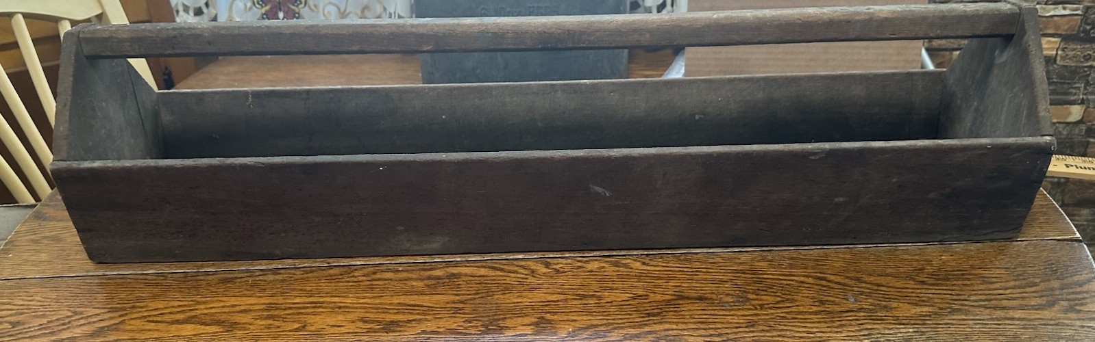 Vintage Primitive Large Wood Tool Caddy 32 1/2” Long See Pictures For Condition
