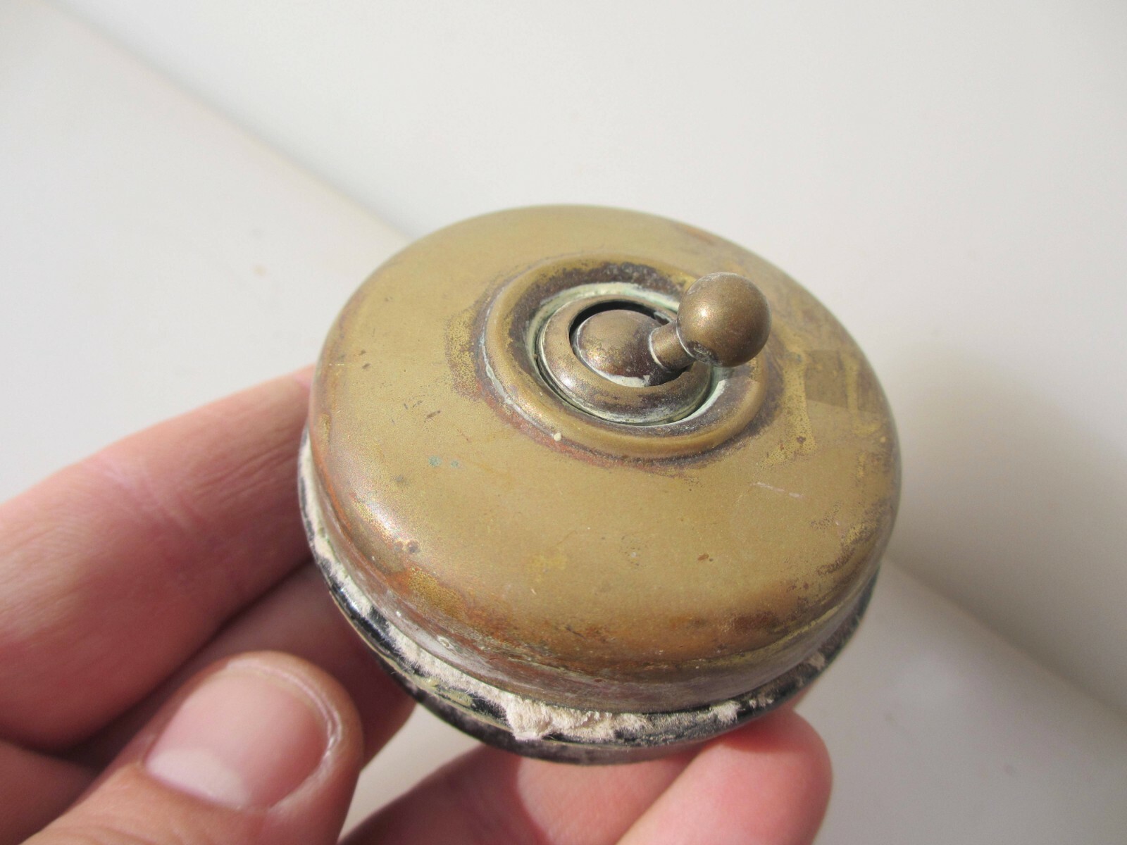 Antique Brass & Ceramic Light Switch Old Dolly Toggle Vintage Art Deco Edwardian