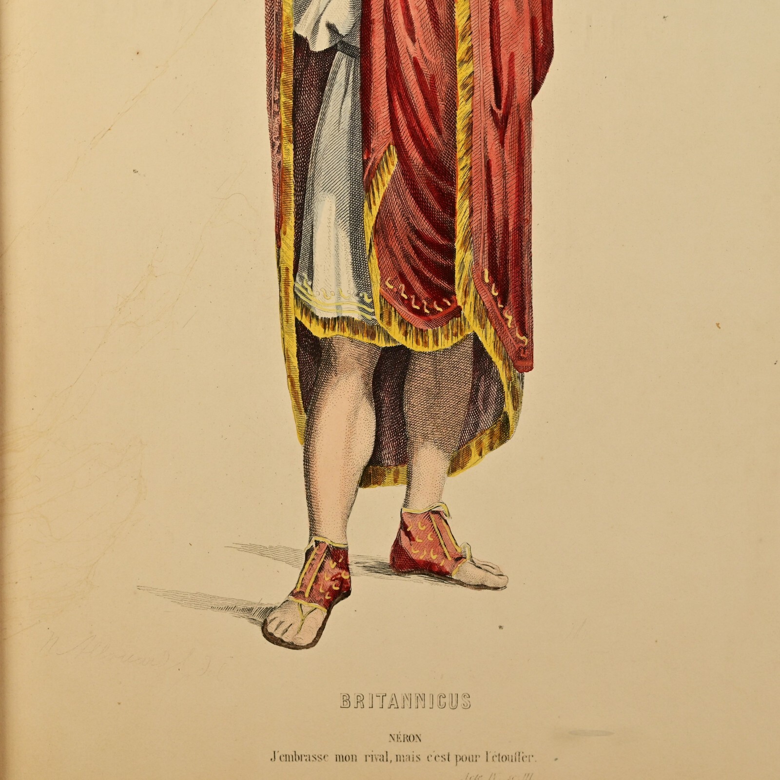 BRITTANICUS NERO Jean Racine Antique Original Theatre Portrait Engraving Print